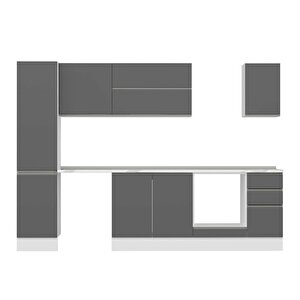 Alvinka 295x210 Cm High Gloss Mdf Mutfak Dolabı Beyaz Antrasıt Mb-e90b45s40-2