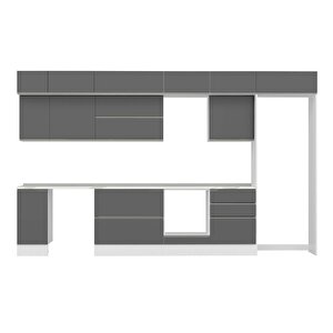 Alvinka 380x240 Cm High Gloss Mdf Mutfak Dolabı Beyaz Beyaz Mb-e80s40s60-2