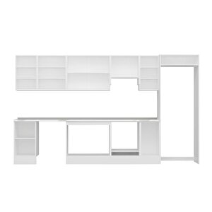 Alvinka 365x222 Cm High Gloss Mdf Mutfak Dolabı Beyaz Beyaz Mb-e80s45s40-1