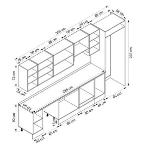 Alvinka 365x222 Cm High Gloss Mdf Mutfak Dolabı Beyaz Beyaz Mb-e80s45s40-1