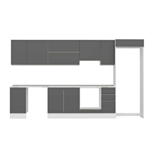 Alvinka 365x222 Cm High Gloss Mdf Mutfak Dolabı Beyaz Beyaz Mb-e80s45s40-1