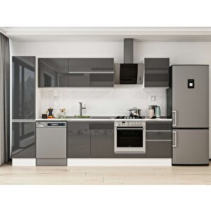 Alvinka 295x210 Cm High Gloss Mdf Mutfak Dolabı Beyaz Antrasıt Mb-e80b45s50-2 Antrasit