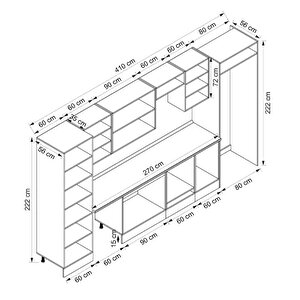 Alvinka 410x222 Cm High Gloss Mutfak Dolabı Beyaz Beyaz Mbb-e90b60s60-2