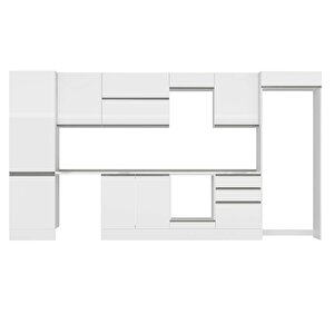 Alvinka 410x222 Cm High Gloss Mutfak Dolabı Beyaz Beyaz Mbb-e90b60s60-2