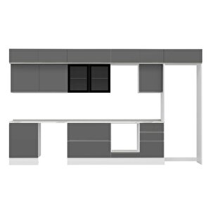 Alvinka 390x240 Cm High Gloss Mutfak Dolabı Beyaz Antrasıt Mb-e80s60s50-3