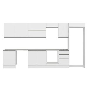 Alvinka 390x222 Cm High Gloss Mutfak Dolabı Beyaz Beyaz Mb-e80s60s50-2