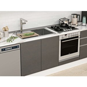 Alvinka 320x210 Cm High Gloss Mdf Mutfak Dolabı Beyaz Antrasıt Mb-e90b60s50-3 Antrasit