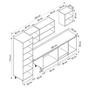 Alvinka 320x210 Cm High Gloss Mdf Mutfak Dolabı Beyaz Antrasıt Mb-e90b60s50-3
