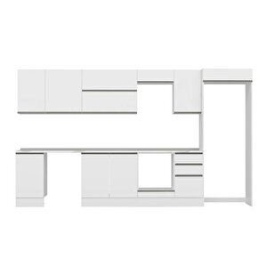 Alvinka 380x222 Cm High Gloss Mdf Mutfak Dolabı Beyaz Beyaz Mb-e90s45s45-2