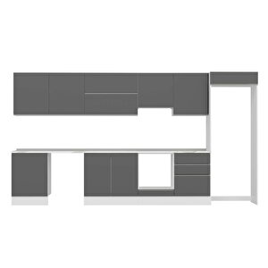 Alvinka 400x222 Cm High Gloss Mdf Mutfak Dolabı Beyaz Beyaz Mb-e80s60s60-1
