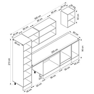 Alvinka 300x210 Cm High Gloss Mdf Mutfak Dolabı Beyaz Antrasıt Mb-e90b45s45-3