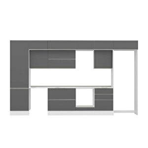 Alvinka 400x240 Cm High Gloss Mdf Mutfak Dolabı Beyaz Antrasıt Mbb-e80b60s60-2
