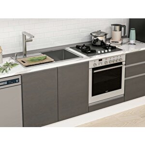 Alvinka 305x210 Cm High Gloss Mdf Mutfak Dolabı Beyaz Antrasıt M-e90s45s50-2 Antrasit