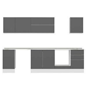 Alvinka 305x210 Cm High Gloss Mdf Mutfak Dolabı Beyaz Antrasıt M-e90s45s50-2