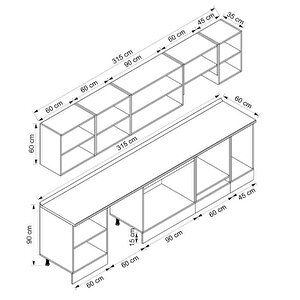 Alvinka 315x210 Cm High Gloss Mdf Mutfak Dolabı Beyaz Beyaz M-e90s60s45-1
