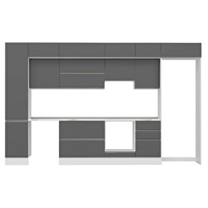 Alvinka 375x240 Cm High Gloss Mdf Mutfak Dolabı Beyaz Antrasıt Mbb-e80b45s50-1