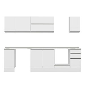 Alvinka 290x210 Cm High Gloss Mutfak Dolabı Beyaz Beyaz M-e90s40s40-2