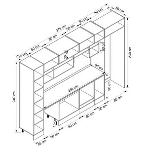 Alvinka 375x240 Cm High Gloss Mdf Mutfak Dolabı Beyaz Beyaz Mbb-e80b45s50-1