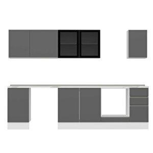Alvinka 295x210 Cm High Gloss Mutfak Dolabı Beyaz Antrasıt M-e90s45s40-3