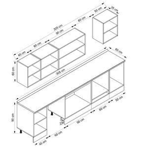 Alvinka 305x210 Cm High Gloss Mdf Mutfak Dolabı Beyaz Beyaz M-e90s45s50-2