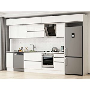 Alvinka 375x240 Cm High Gloss Mdf Mutfak Dolabı Beyaz Beyaz Mb-e90s40s45-2 Beyaz