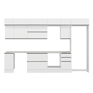 Alvinka 375x240 Cm High Gloss Mdf Mutfak Dolabı Beyaz Beyaz Mb-e90s40s45-2