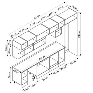 Alvinka 375x240 Cm High Gloss Mdf Mutfak Dolabı Beyaz Beyaz Mb-e90s40s45-2