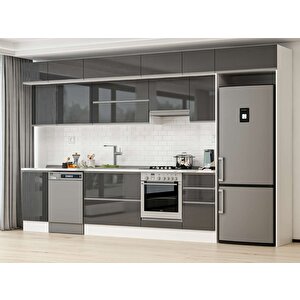 Alvinka 380x240 Cm High Gloss Mutfak Dolabı Beyaz Antrasıt Mb-e90s45s45-1 Antrasit