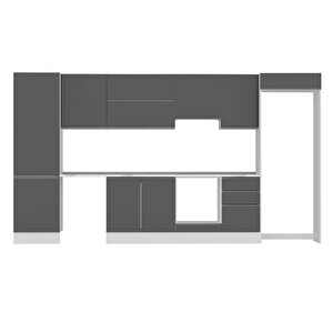 Alvinka 390x222 Cm High Gloss Mdf Mutfak Dolabı Beyaz Antrasıt Mbb-e80b60s50-1
