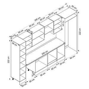 Alvinka 390x222 Cm High Gloss Mdf Mutfak Dolabı Beyaz Antrasıt Mbb-e80b60s50-1