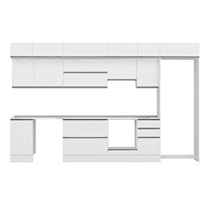 Alvinka 380x240 Cm High Gloss Mutfak Dolabı Beyaz Beyaz Mb-e90s45s45-1