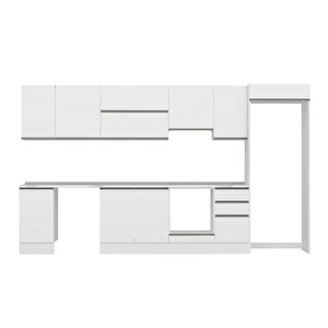 Alvinka 380x222 Cm High Gloss Mdf Mutfak Dolabı Beyaz Beyaz Mb-e90s45s45-1