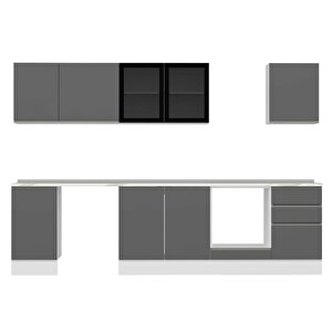 Alvinka 295x210 Cm High Gloss Mutfak Dolabı Beyaz Antrasıt M-e80s45s50-3