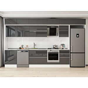 Alvinka 390x240 Cm High Gloss Mutfak Dolabı Beyaz Antrasıt Mb-e80s60s50-2 Antrasit