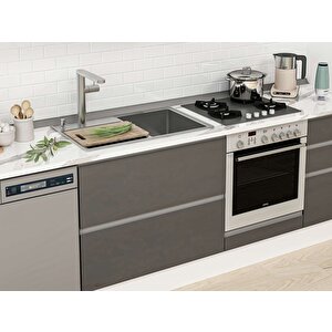 Alvinka 390x240 Cm High Gloss Mutfak Dolabı Beyaz Antrasıt Mb-e80s60s50-2 Antrasit
