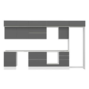 Alvinka 390x240 Cm High Gloss Mutfak Dolabı Beyaz Antrasıt Mb-e80s60s50-2