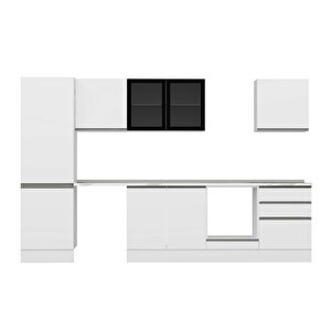 Alvinka 320x210 Cm High Gloss Mutfak Dolabı Beyaz Beyaz Mb-e80b60s60-3