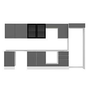 Alvinka 390x222 Cm High Gloss Mdf Mutfak Dolabı Beyaz Antrasıt Mb-e90s50s50-3