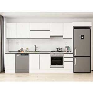 Alvinka 365x222 Cm High Gloss Mutfak Dolabı Beyaz Beyaz Mb-e80s45s40-1 Beyaz