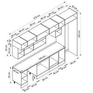 Alvinka 370x240 Cm High Gloss Mdf Mutfak Dolabı Beyaz Beyaz Mb-e80s40s50-3