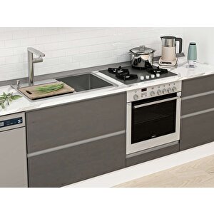 Alvinka 370x240 Cm High Gloss Mdf Mutfak Dolabı Beyaz Antrasıt Mb-e80s40s50-3 Antrasit
