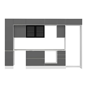 Alvinka 360x240 Cm High Gloss Mdf Mutfak Dolabı Beyaz Antrasıt Mbb-e80b40s40-3