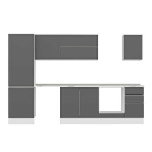 Alvinka 305x210 Cm High Gloss Mdf Mutfak Dolabı Beyaz Antrasıt Mb-e80b60s45-2