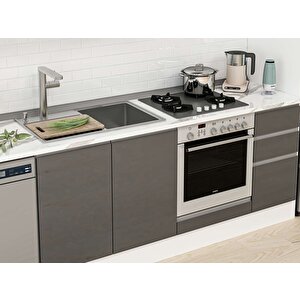 Alvinka 370x222 Cm High Gloss Mutfak Dolabı Beyaz Antrasıt Mbb-e90b40s40-3 Antrasit