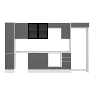 Alvinka 370x222 Cm High Gloss Mutfak Dolabı Beyaz Antrasıt Mbb-e90b40s40-3