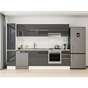 280x210 Cm High Gloss Mdf Mutfak Dolabı Beyaz Antrasıt Mb-e80b40s40-1 Antrasit