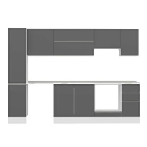 Alvinka 280x210 Cm High Gloss Mdf Mutfak Dolabı Beyaz Antrasıt Mb-e80b40s40-1