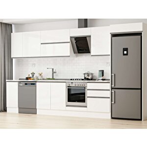 Alvinka 390x222 Cm High Gloss Mdf Mutfak Dolabı Beyaz Beyaz Mb-e90s40s60-2 Beyaz