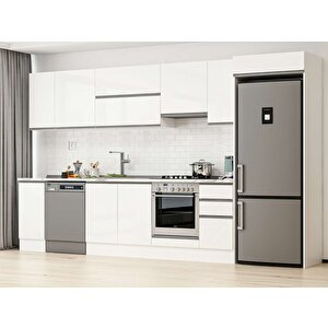 Alvinka 370x222 Cm High Gloss Mdf Mutfak Dolabı Beyaz Beyaz Mb-e90s40s40-1 Beyaz