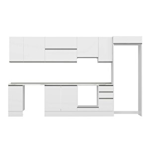 Alvinka 370x222 Cm High Gloss Mdf Mutfak Dolabı Beyaz Beyaz Mb-e90s40s40-1
